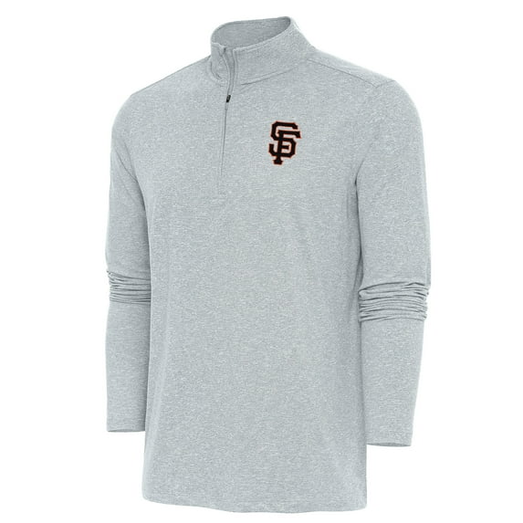 Men's Antigua Heather Gray San Francisco Giants Hunk Quarter-Zip Pullover Top