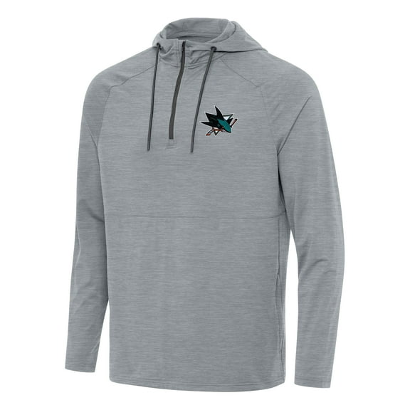 Men's Antigua Heather Gray San Jose Sharks Spikes Quarter-Zip Hoodie
