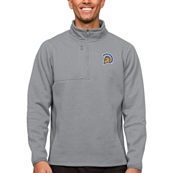 Men's Antigua Heather Gray San Jose State Spartans Course Quarter-Zip Pullover Top