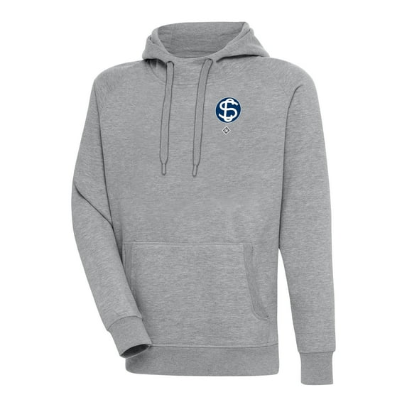 Men's Antigua Heather Gray Santa Clara Leopardos Victory Pullover Hoodie
