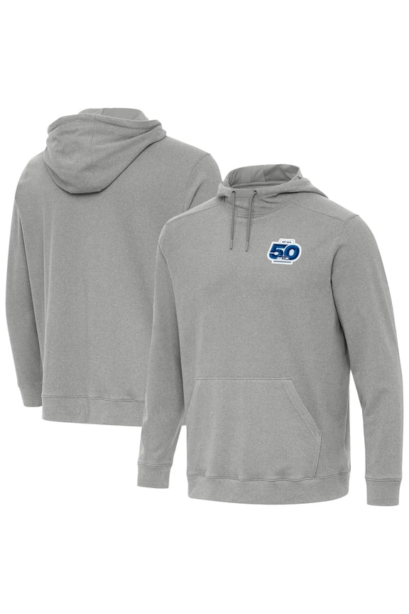 Men's Antigua  Heather Gray Seattle Seahawks 50th Season Cloud Pullover Hoodie