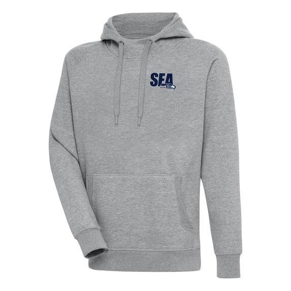 Men's Antigua Heather Gray Seattle Seahawks Victory Pullover Hoodie
