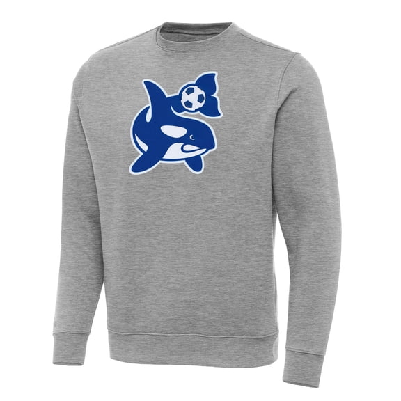 Men's Antigua Heather Gray Seattle Sounders FC Orca Logo Victory Pullover Sweatshirt