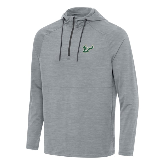Men's Antigua Heather Gray South Florida Bulls Spikes Raglan Quarter-Zip Hoodie