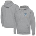 thumbnail image 1 of Men's Antigua Heather Gray St. Louis Blues Victory Full-Zip Hoodie, 1 of 3
