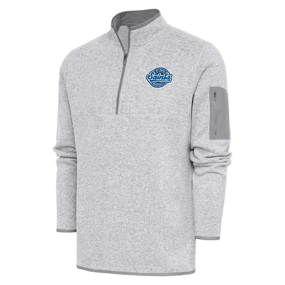 Men's Antigua Heather Gray St. Paul Saints Fortune Quarter-Zip Pullover Jacket