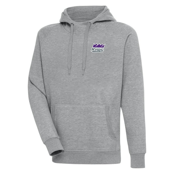 Men's Antigua Heather Gray Stockton Kings Victory Pullover Hoodie