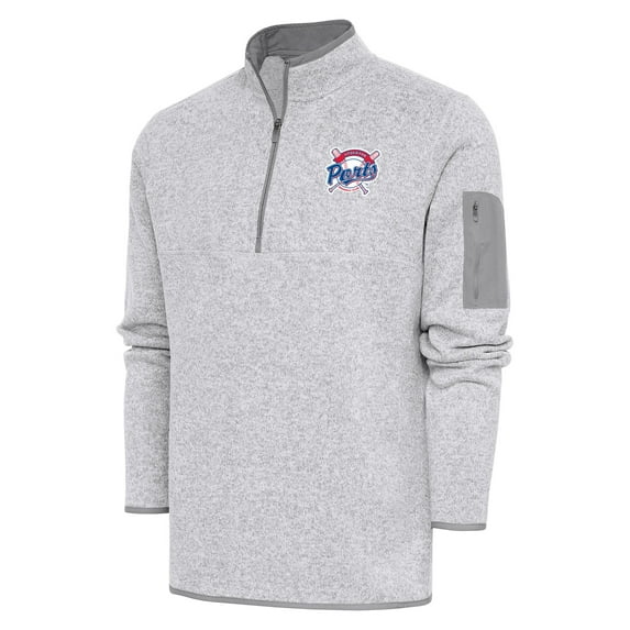 Men's Antigua Heather Gray Stockton Ports Fortune Quarter-Zip Pullover Jacket