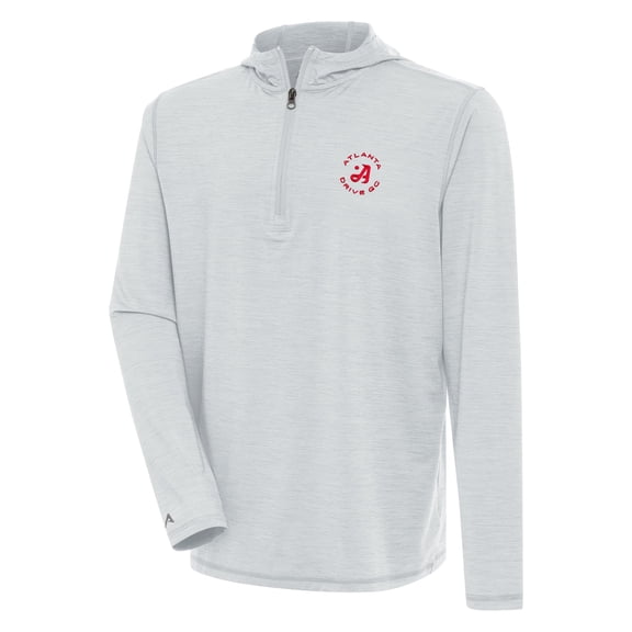 Men's Antigua Heather Gray TGL Atlanta Drive GC Tidy Quarter-Zip Hoodie