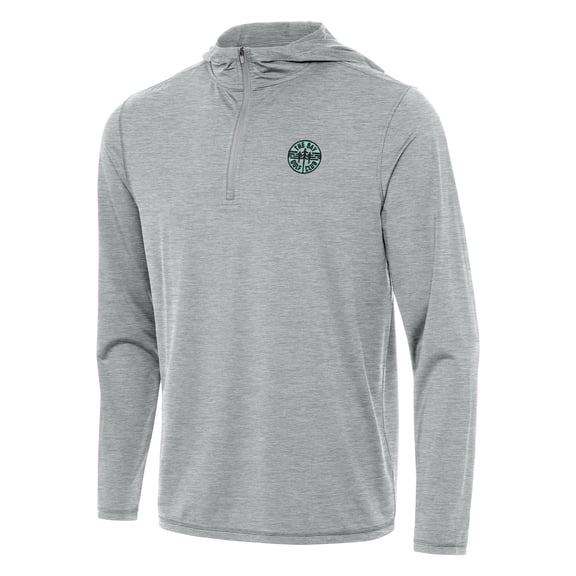 Men's Antigua Heather Gray TGL The Bay Golf Club Tidy Quarter-Zip Hoodie