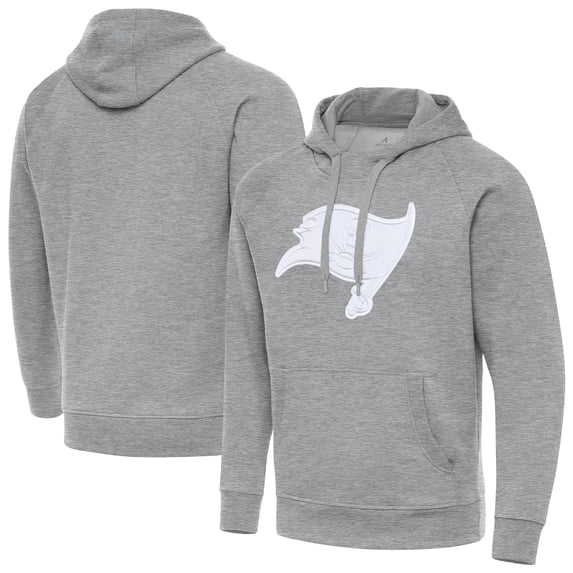 Men's Antigua Heather Gray Tampa Bay Buccaneers Victory Pullover Hoodie
