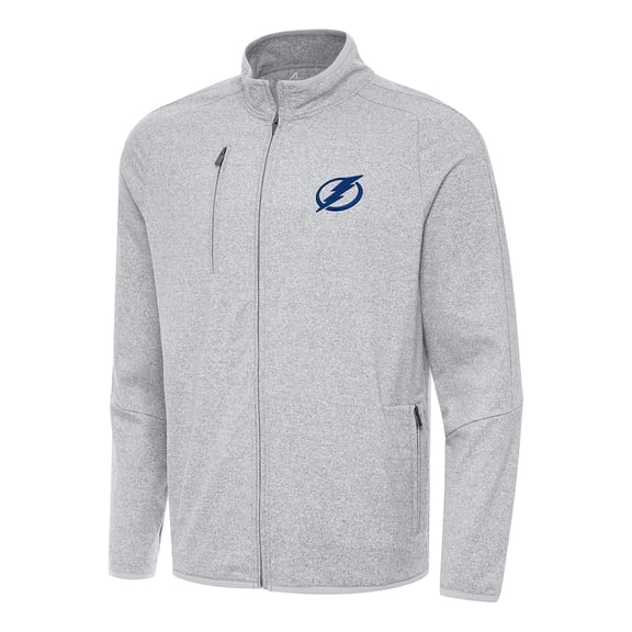 Men's Antigua Heather Gray Tampa Bay Lightning Hold-Up Full-Zip Tri-Blend Jacket