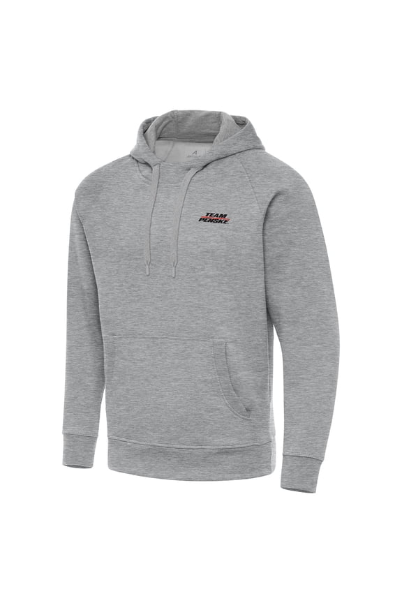 Men's-Antigua  Heather Gray Team Penske Victory Pullover Hoodie