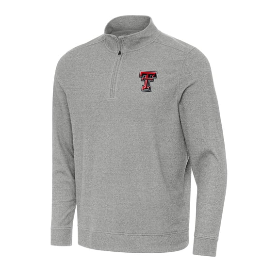Men's Antigua Heather Gray Texas Tech Red Raiders Subtle Quarter-Zip Sweatshirt
