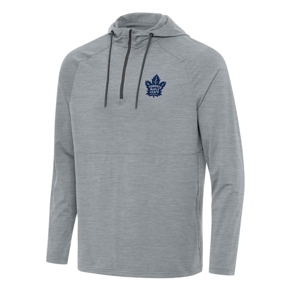 Men's Antigua Heather Gray Toronto Maple Leafs Spikes Quarter-Zip Hoodie
