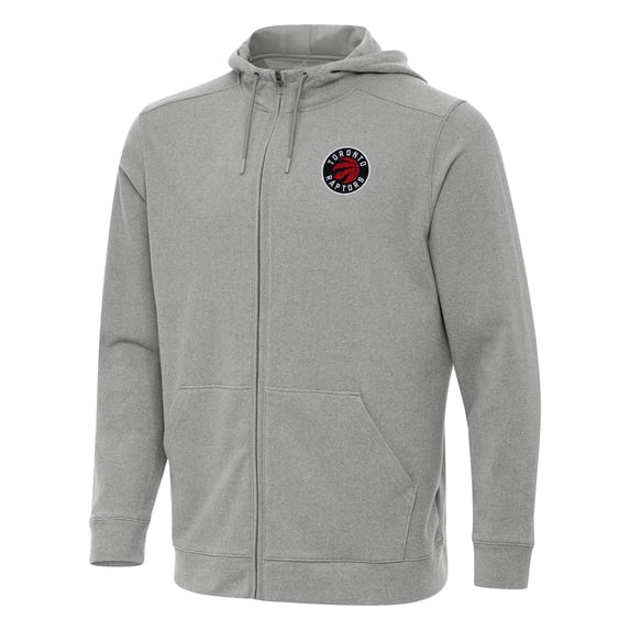 Men's Antigua Heather Gray Toronto Raptors Effortless Full-Zip Hoodie Jacket