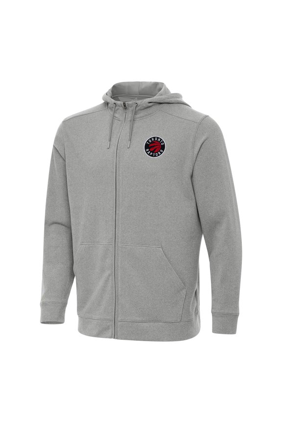 Men's Antigua Heather Gray Toronto Raptors Effortless Full-Zip Hoodie Jacket