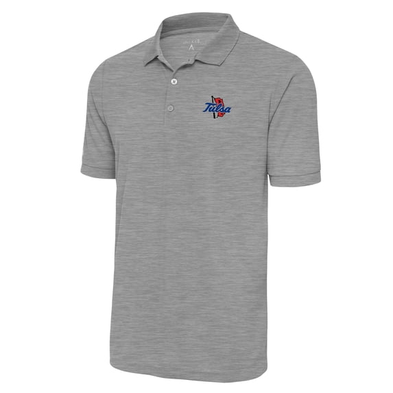 Men's Antigua Heather Gray Tulsa Golden Hurricane Legacy Pique Polo