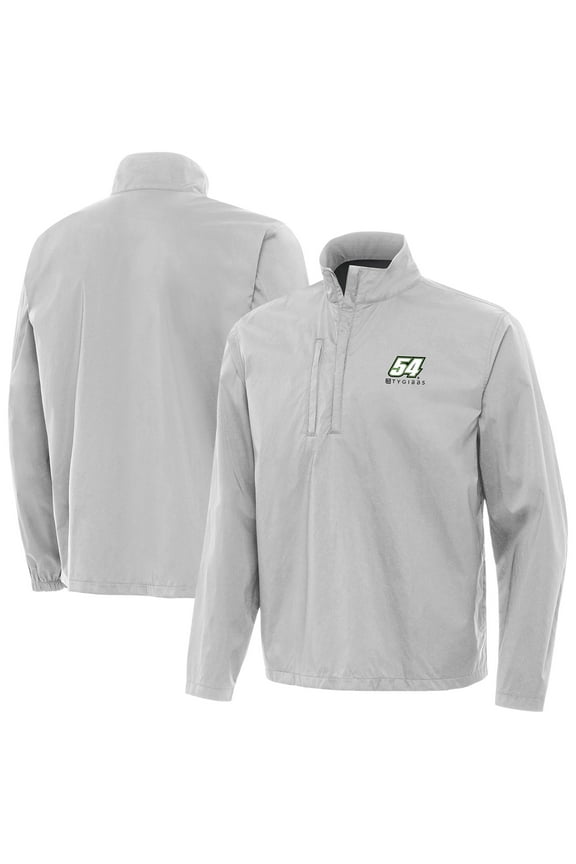 Men's-Antigua Heather Gray Ty Gibbs Brisk Quarter-Zip Pullover Jacket