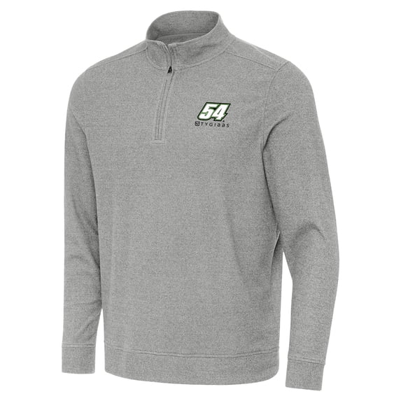 Men's-Antigua Heather Gray Ty Gibbs Subtle Quarter-Zip Pullover Top
