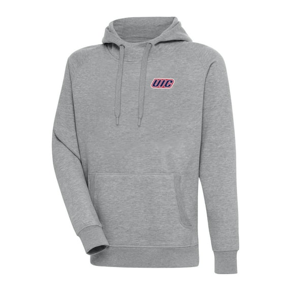 Men's Antigua Heather Gray UIC Flames Victory Pullover Hoodie