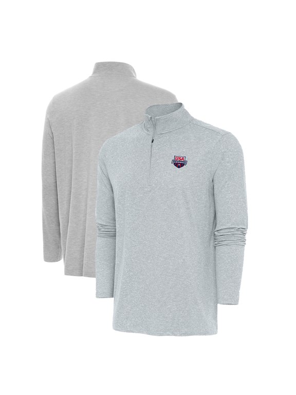 Men's Antigua Heather Gray USA Swimming Hunk Quarter-Zip Top