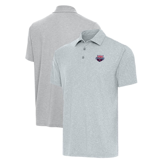 Men's Antigua Heather Gray USA Swimming Par 3 Polo