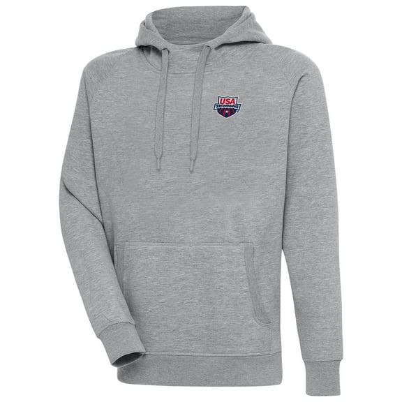 Men's Antigua  Heather Gray USA Swimming Victory Pullover Hoodie