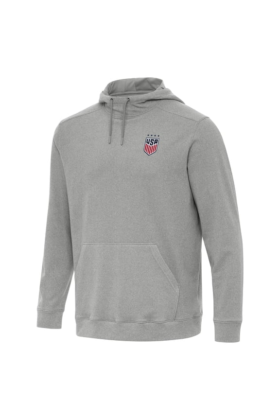 Men's Antigua Heather Gray USWNT Cloud Pullover Hoodie