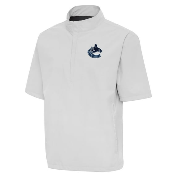 Men's Antigua Heather Gray Vancouver Canucks Brisk Quarter-Zip Windbreaker
