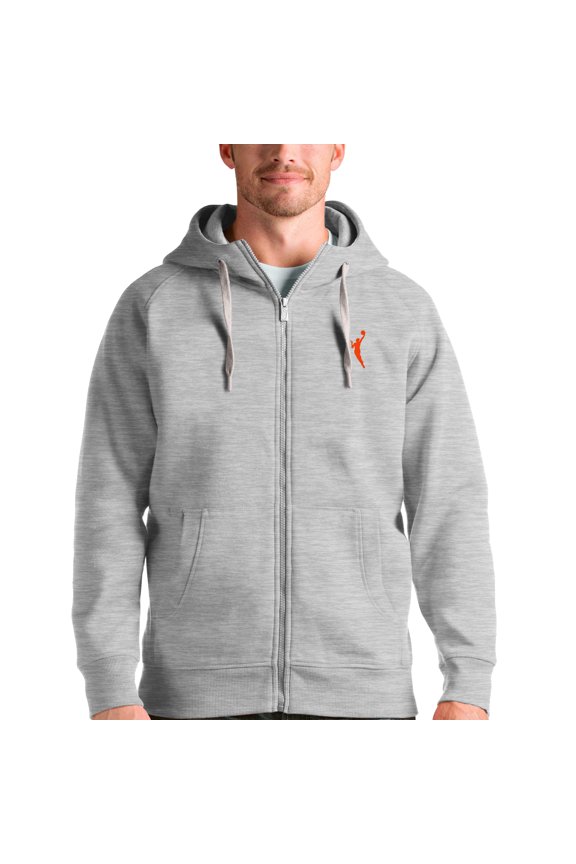 Men's Antigua Heather Gray WNBA Logowoman Victory Full-Zip Hoodie