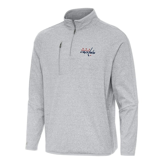 Men's Antigua Heather Gray Washington Capitals Certain Quarter-Zip Tri-Blend Sweatshirt
