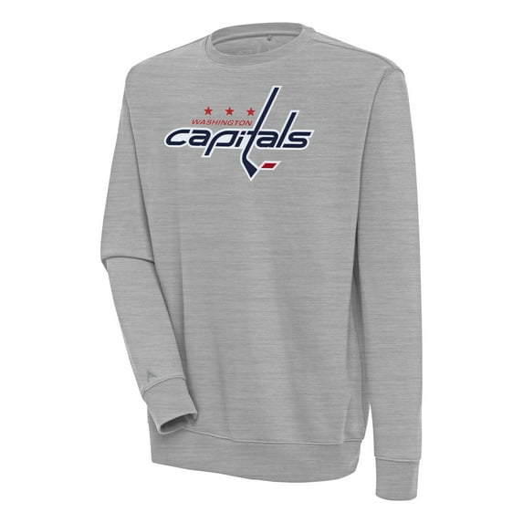Men's Antigua Heather Gray Washington Capitals Victory Pullover Sweatshirt