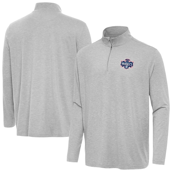Men's Antigua Heather Gray Washington Mystics Hunk Quarter-Zip Top