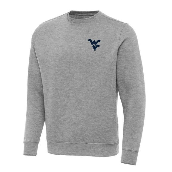 Men's Antigua Heather Gray West Virginia Mountaineers Big & Tall Victory Crewneck Pullover Sweatshirt