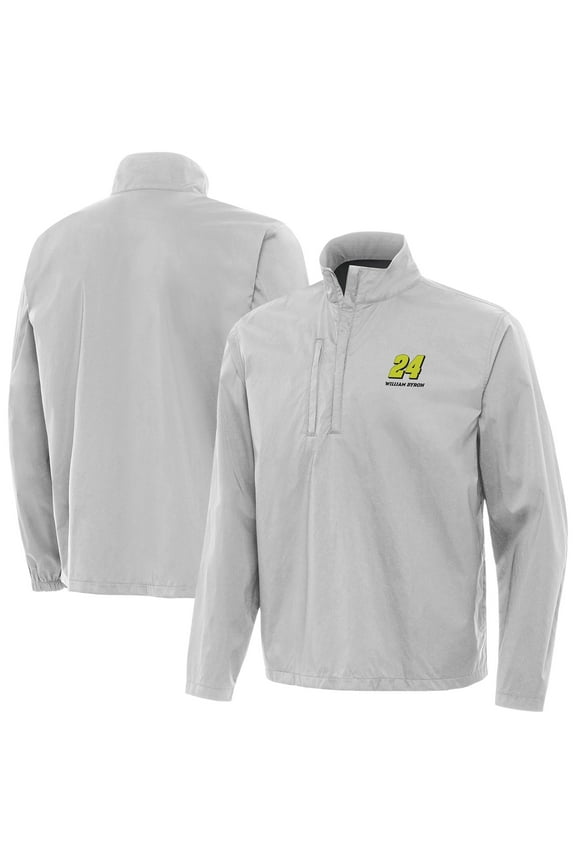 Men's-Antigua Heather Gray William Byron Brisk Quarter-Zip Pullover Jacket