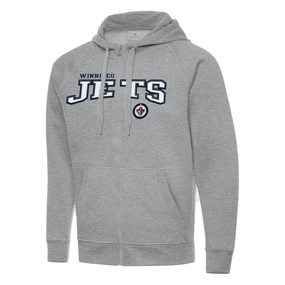 Men's Antigua Heather Gray Winnipeg Jets Big & Tall Victory Full-Zip Hoodie