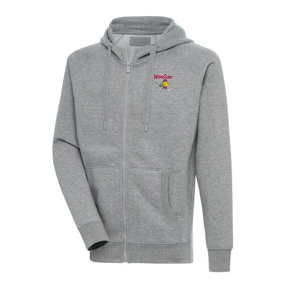 Men's Antigua Heather Gray Worcester Red Sox Victory Full-Zip Hoodie