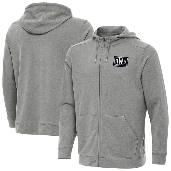 Men's Antigua Heather Gray nWo Effortless Full-Zip Hoodie