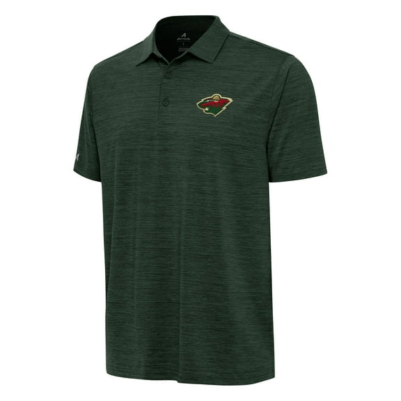 Men's Antigua Heather Green Minnesota Wild Layout Polo