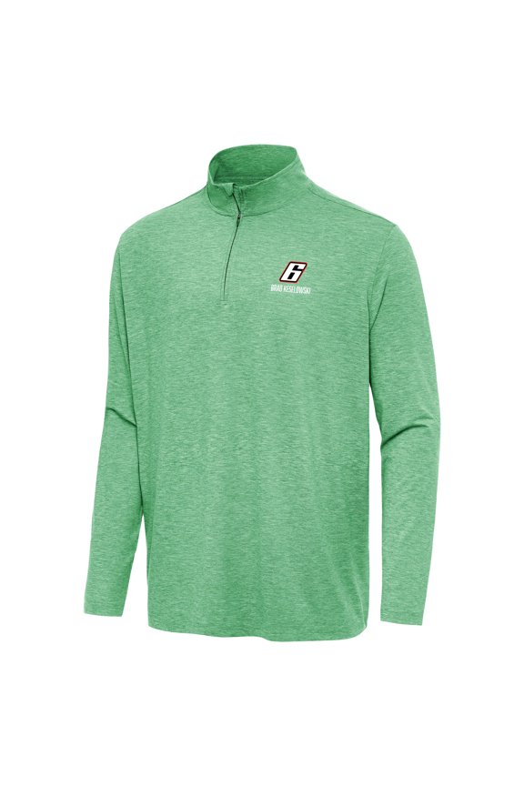 Men's Antigua Heather Kelly Green Brad Keselowski Hunk Quarter-Zip Top