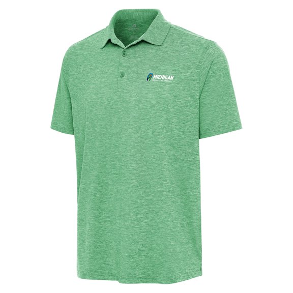 Men's-Antigua Heather Kelly Green Michigan International Speedway Par 3 Polo