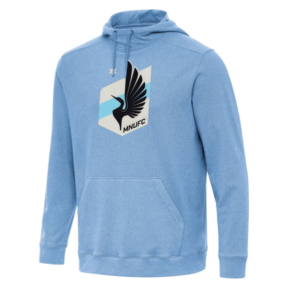 Men's Antigua Heather Light Blue Minnesota United FC Cloud Pullover Hoodie
