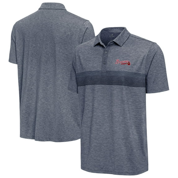 Men's Antigua Heather Navy Atlanta Braves Dashing Polo
