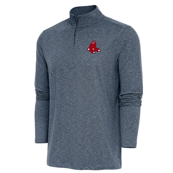 Men's Antigua Heather Navy Boston Red Sox Hunk Quarter-Zip Pullover Top