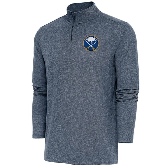 Men's Antigua Heather Navy Buffalo Sabres Hunk Quarter-Zip Pullover Top
