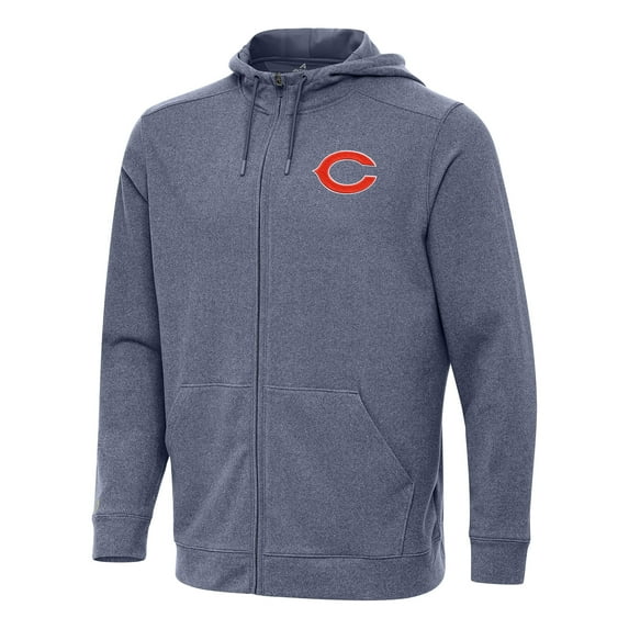 Men's Antigua Heather Navy Chicago Bears Effortless Full-Zip Hoodie