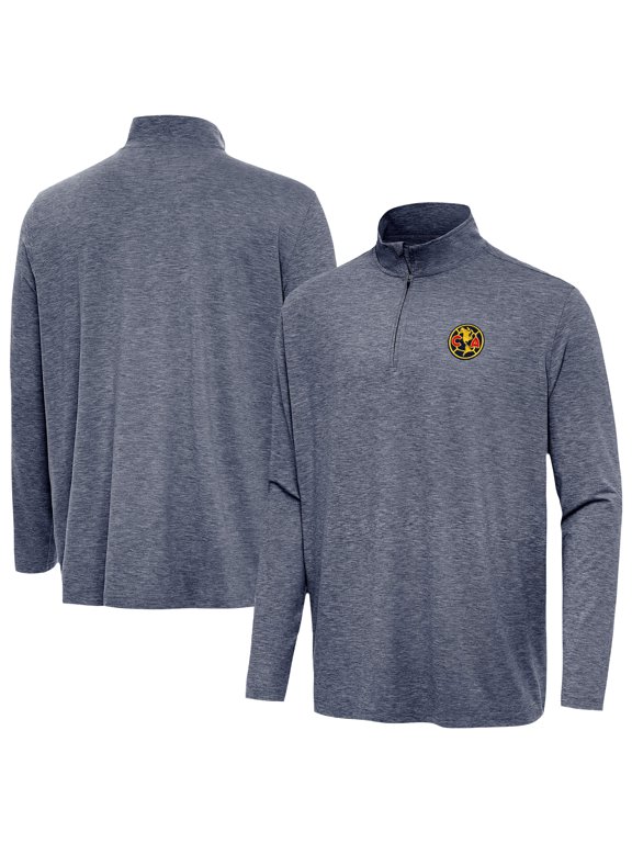 Men's Antigua Heather Navy Club America Master Quarter-Zip Pullover