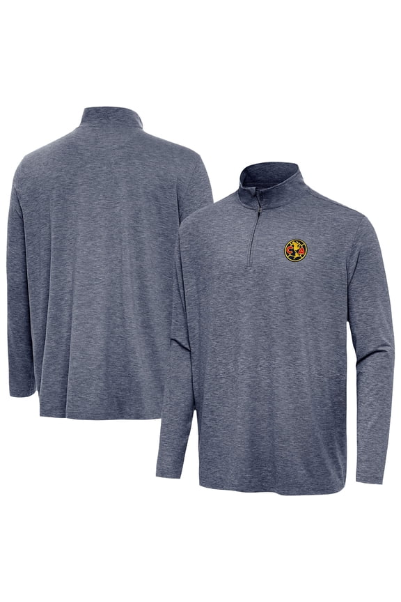 Men's Antigua Heather Navy Club America Master Quarter-Zip Pullover
