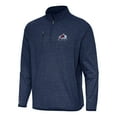 thumbnail image 1 of Men's Antigua Heather Navy Colorado Avalanche Certain Quarter-Zip Tri-Blend Sweatshirt, 1 of 1